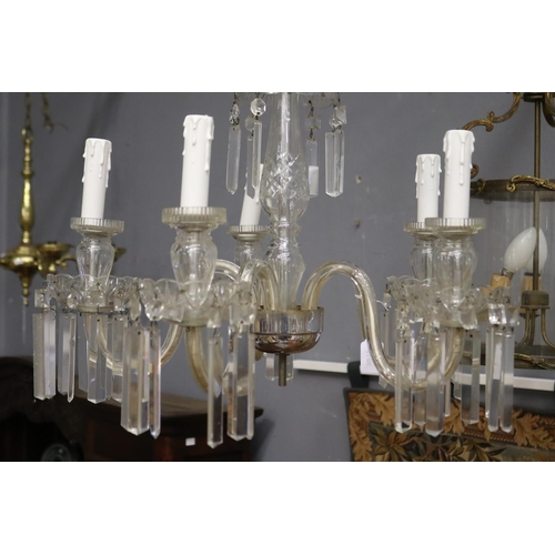 1122 - Vintage cut crystal drop four light chandelier, untested / unknown working condition, approx 57cm H ... 