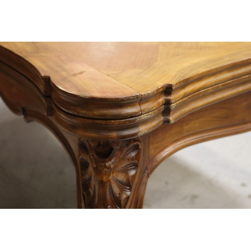 1124 - French Louis XV style drawer leaf table, approx 76cm H x 160cm  x 105cm W (closed) and 276cm L (open... 