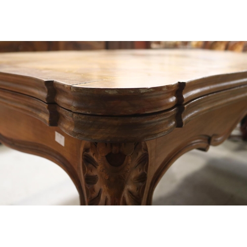 1124 - French Louis XV style drawer leaf table, approx 76cm H x 160cm  x 105cm W (closed) and 276cm L (open... 