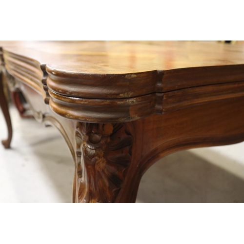 1124 - French Louis XV style drawer leaf table, approx 76cm H x 160cm  x 105cm W (closed) and 276cm L (open... 