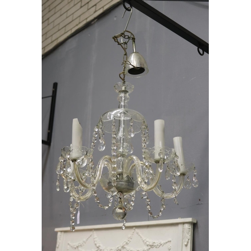 1139 - Vintage likely Czech cut crystal five light chandelier, untested / unknown working condition, approx... 