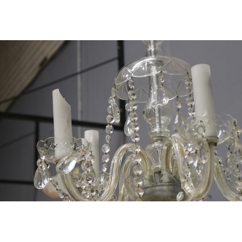 1139 - Vintage likely Czech cut crystal five light chandelier, untested / unknown working condition, approx... 