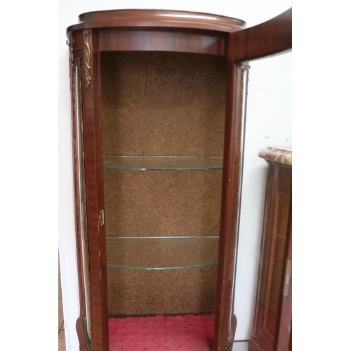 1174 - Vintage French Louis XV style petite vitrine, with glass shelves, brass mounts, approx 142cm H x 66c... 