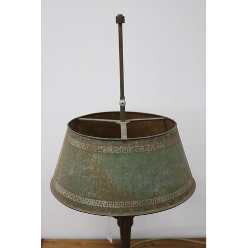 1182 - French Art Deco cast brass briolette lamp with toleware shade, untested / unknown working condition,... 