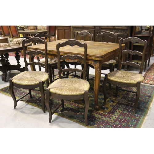 1145 - Set of six antique French rush seated ladder back chairs, approx 94cm H x 49cm W x 46 cm D (6)