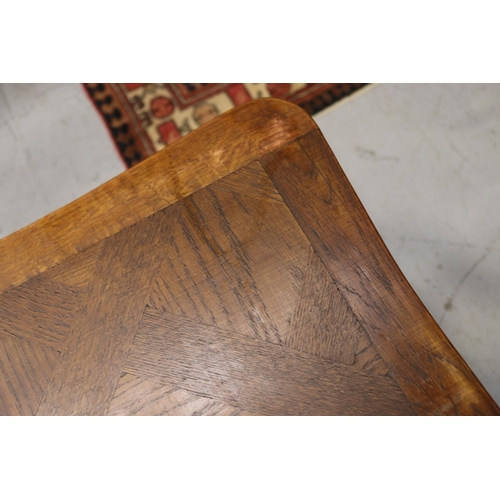 1146 - Antique French Louis XV style oak drawer leaf table, approx 77cm H x 129cm L x 99cm W (closed) 210cm... 