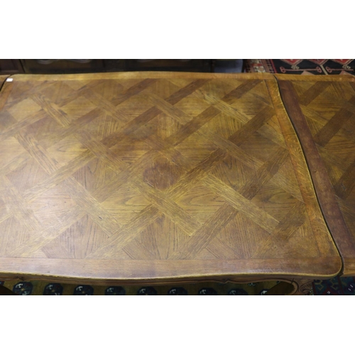 1146 - Antique French Louis XV style oak drawer leaf table, approx 77cm H x 129cm L x 99cm W (closed) 210cm... 