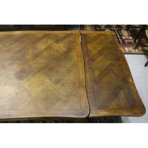 1146 - Antique French Louis XV style oak drawer leaf table, approx 77cm H x 129cm L x 99cm W (closed) 210cm... 
