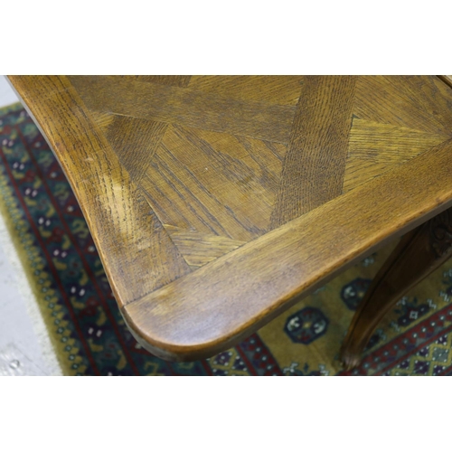 1146 - Antique French Louis XV style oak drawer leaf table, approx 77cm H x 129cm L x 99cm W (closed) 210cm... 