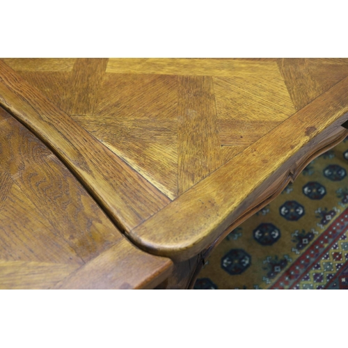 1146 - Antique French Louis XV style oak drawer leaf table, approx 77cm H x 129cm L x 99cm W (closed) 210cm... 