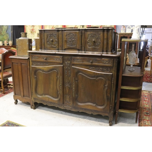 1151 - Antique early 20th century French Louis style two height buffet, approx 149cm H x 159cm W x 52cm D