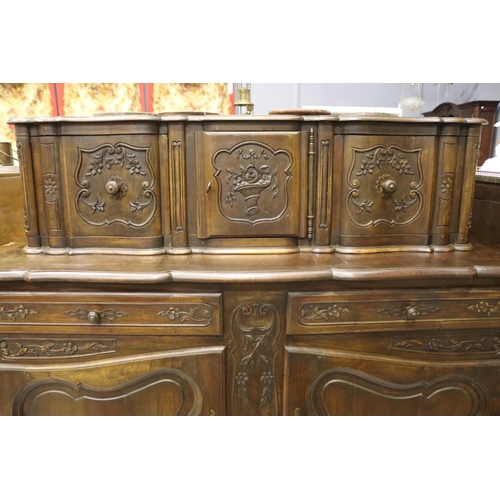 1151 - Antique early 20th century French Louis style two height buffet, approx 149cm H x 159cm W x 52cm D