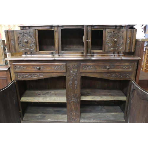 1151 - Antique early 20th century French Louis style two height buffet, approx 149cm H x 159cm W x 52cm D