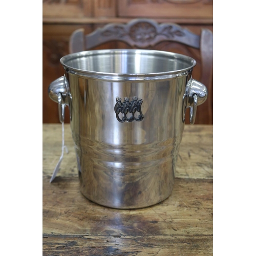 1024 - Vintage French wine bucket, with applied monkey motif, approx 20cm H x 19cm Dia