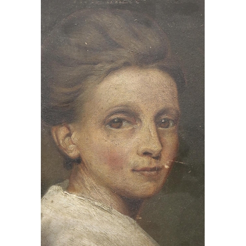 1181 - Antique French school, female portrait, oil on board, approx 25.5cm H x 20.5cm W