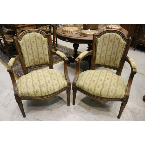 1184 - Pair of antique French Louis XVI style armchairs, each approx 84cm H x 60cm W x 60cm D (2)