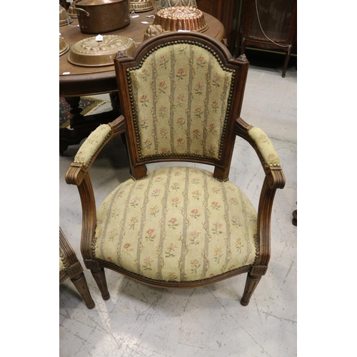 1184 - Pair of antique French Louis XVI style armchairs, each approx 84cm H x 60cm W x 60cm D (2)