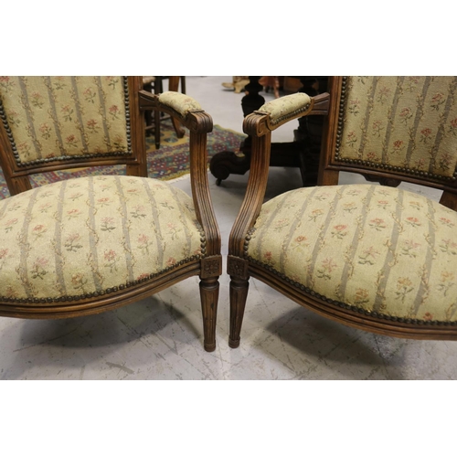 1184 - Pair of antique French Louis XVI style armchairs, each approx 84cm H x 60cm W x 60cm D (2)