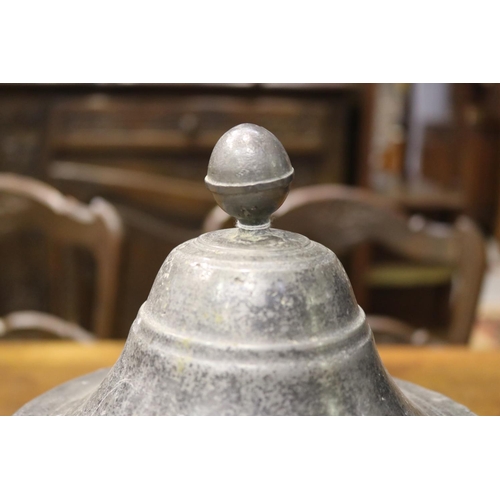 1134 - Two antique French pewter lidded tureens, one with broken handle, approx 27cm H x 25cm Dia and small... 