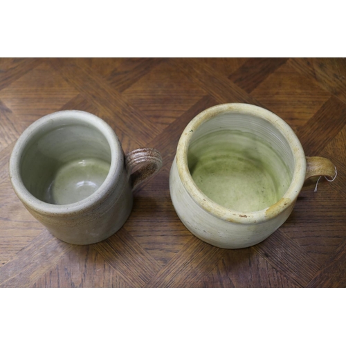 1136 - Two French confit pottery pots, loop handles, approx 14cm H x 18cm Dia and smaller (2)