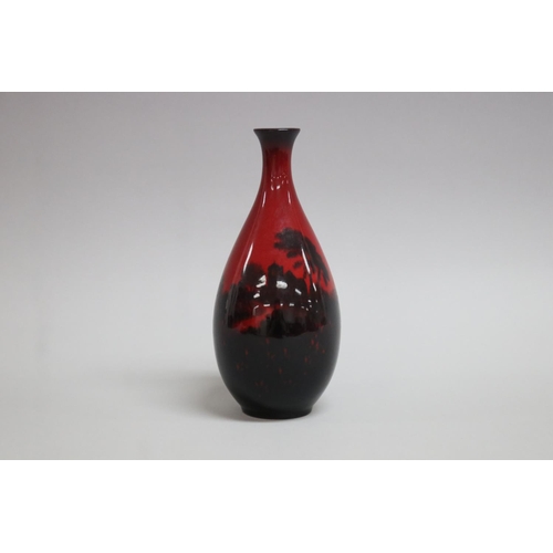 14 - Royal Doulton flambe vase woodcut pattern, approx 19cm H