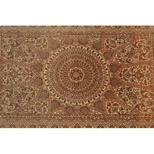 164 - Persian silk rug of brown tones, approx 123cm x 77cm