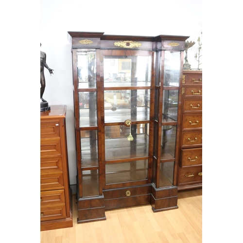 190 - Fine antique French Empire revival inverted breakfront display cabinet, central door and single draw... 