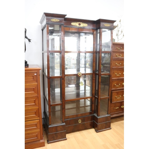 190 - Fine antique French Empire revival inverted breakfront display cabinet, central door and single draw... 