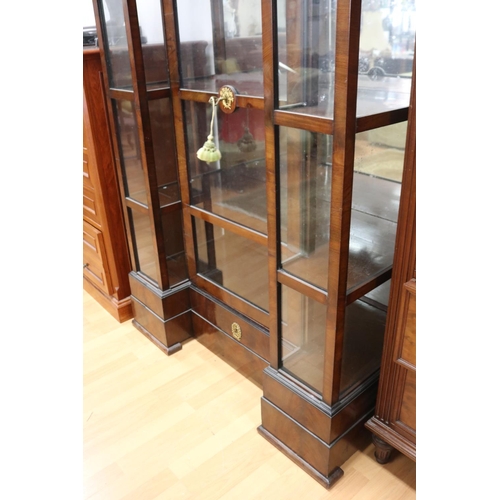 190 - Fine antique French Empire revival inverted breakfront display cabinet, central door and single draw... 