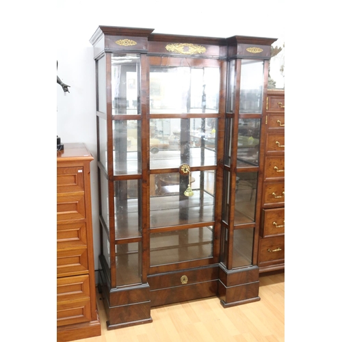 190 - Fine antique French Empire revival inverted breakfront display cabinet, central door and single draw... 