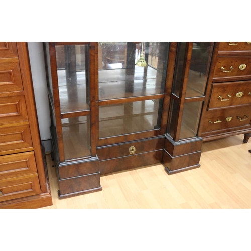 190 - Fine antique French Empire revival inverted breakfront display cabinet, central door and single draw... 