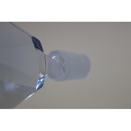 21 - Art Deco pale blue faceted glass scent bottle, approx 13cm H
