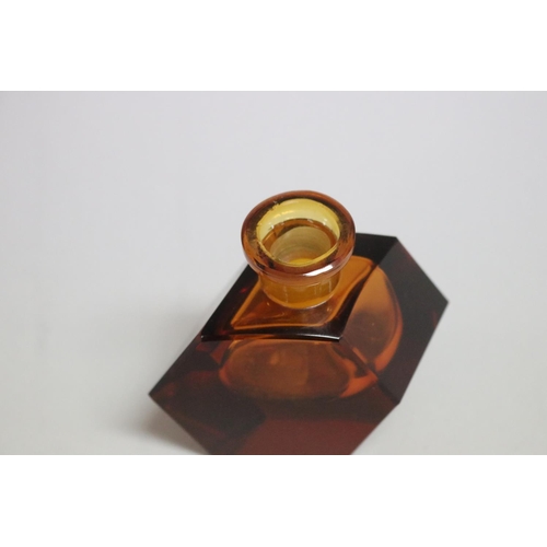 25 - German Art Deco amber glass scent bottle, approx 15cm H