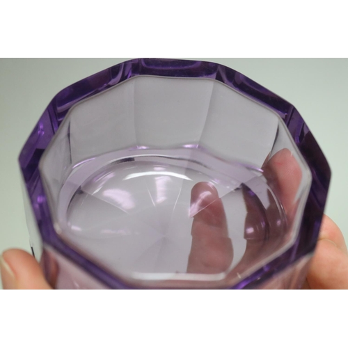 26 - Amethyst glass lidded dressing table trinket box, approx 7cm H x 9cm Dia