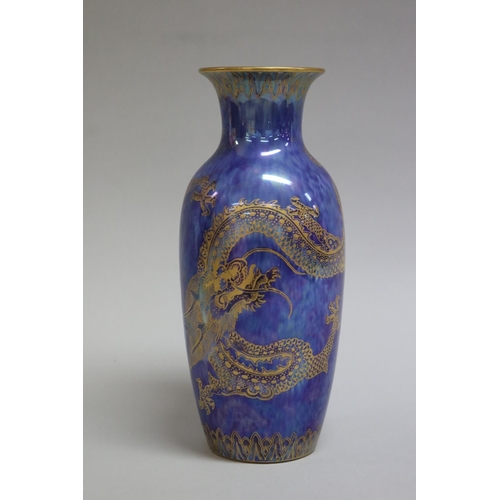 29 - Wedgwood dragon blue lustre ovoid vase, approx 20.5cm H