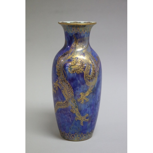 29 - Wedgwood dragon blue lustre ovoid vase, approx 20.5cm H