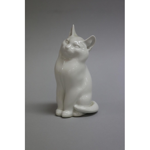 4 - Royal Copenhagen white porcelain cat figure, approx 13.5cm H