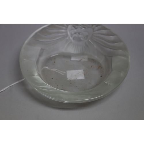 37 - Lalique lion ashtray, signed to base, approx 14cm W