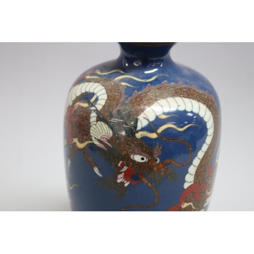 40 - Japanese cloissone vase with dragon decoration, approx 26cm H