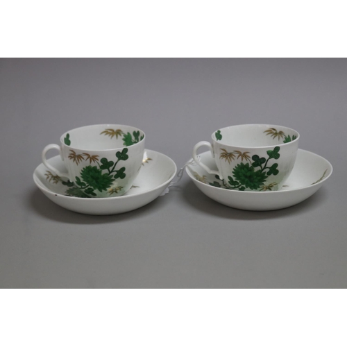 47 - Pair of early 19th century Spode Green Bamboo teacups and saucers (2)