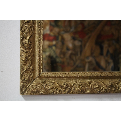 1062 - Antique French mirror, with applied cast decoration to the frame, approx 70.5cm H x 56cm W
