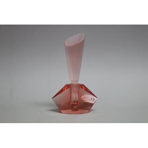 61 - Art Deco apricot glass scent bottle, approx 19cm H