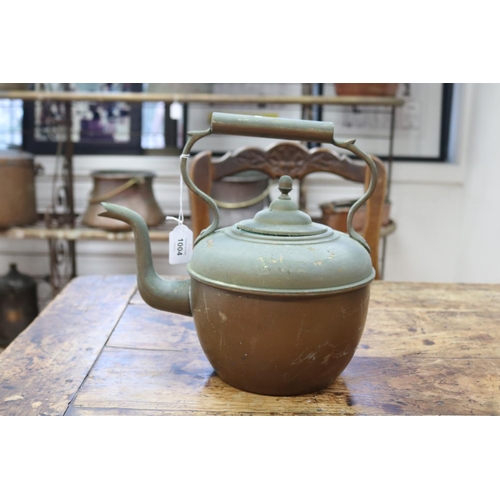 1004 - Antique Turkish copper kettle, approx 28cm H x 31cm L x 21cm W