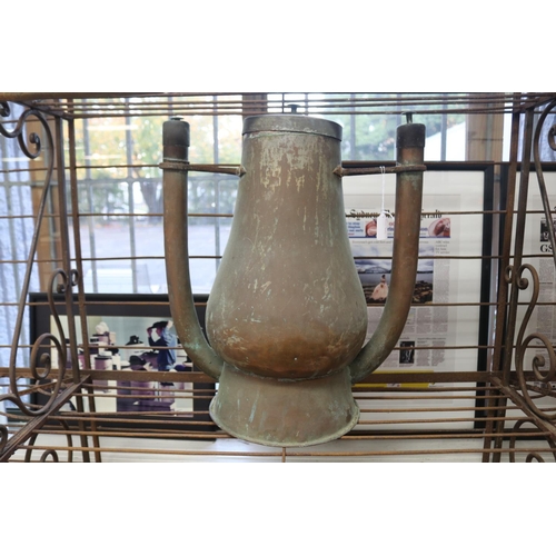 1008 - Antique French copper water heater, approx 51cm H x 46cm L x 27cm W