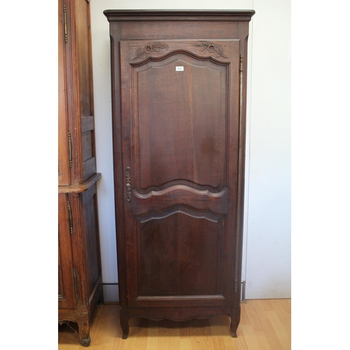 1034 - Vintage French  Louis XV style oak single door armoire, approx 75cm L x 42cm W x 180cm H