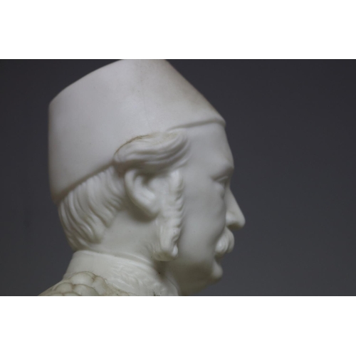 112 - Antique Parian bust of Major-General Gordon of Khartoum, impressed GENL GORDON and signed JW, approx... 