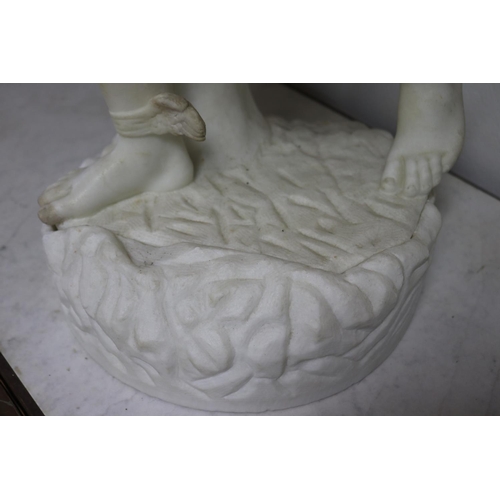 237 - Italian white marble statue of Hermes, on carved marble base, approx 77cm H