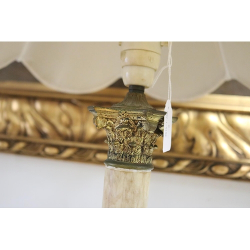 238 - Corinthian column marble lamp, untested / unknown working condition, approx 82cm H (including shade)