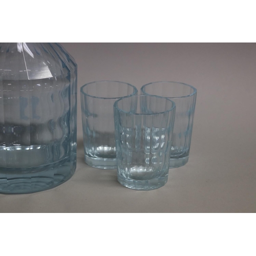 99 - Art Deco lilac glass liqueur decanter and glass set, approx 24.5cm H x 10cm Dia (7)