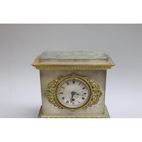 150 - Charles X silvered mantle clock, had two keys and pendulum (in office D3615-1-411), untested / unkno... 